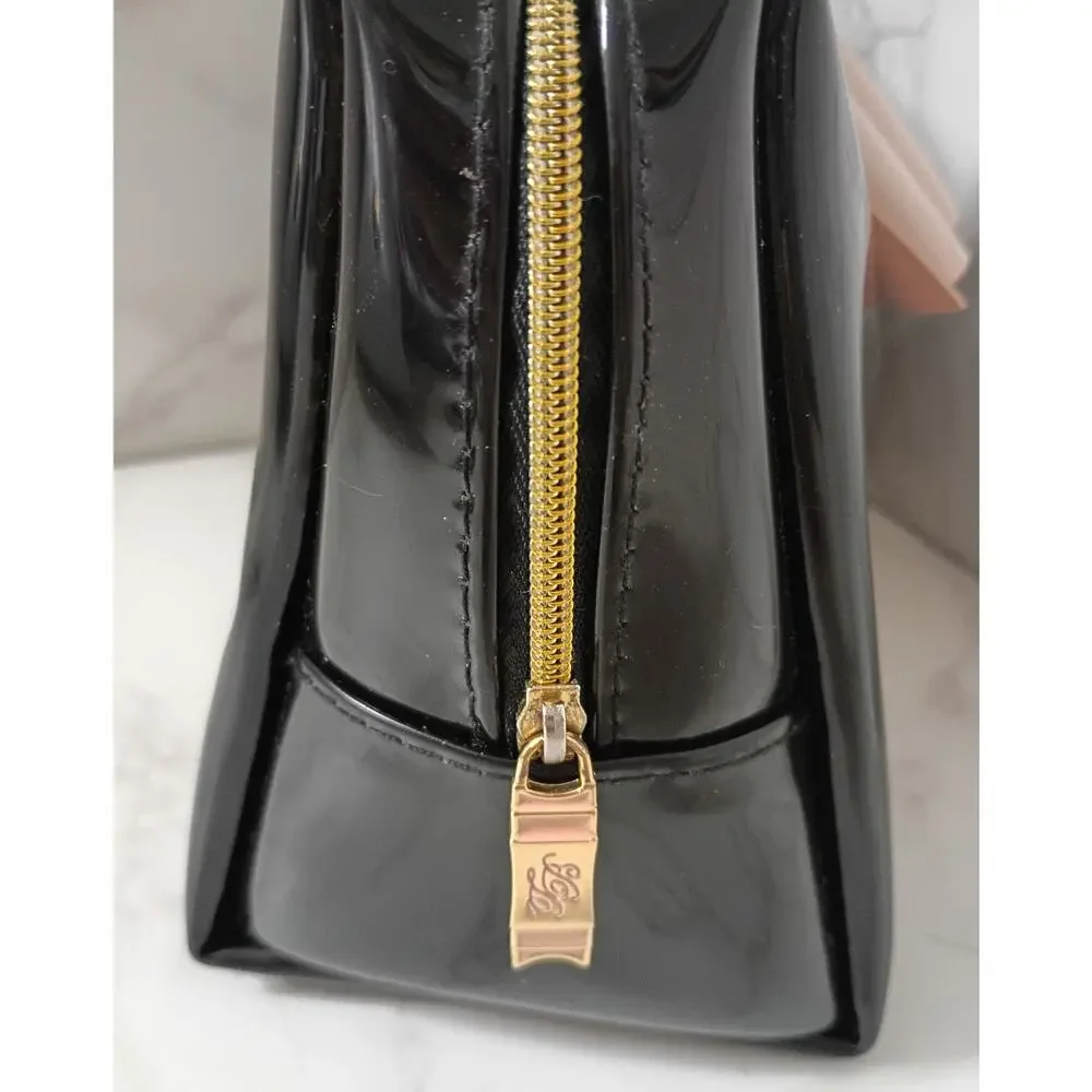 TED BAKER LONDON Nicolai Black Patent Leather Bag with a Pink Bow - NWOT